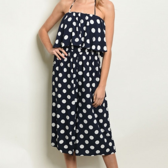 Love in Pants - ⬇️LOVE IN NAVY WHITE WITH POLKA DOTS JUMPSUIT
